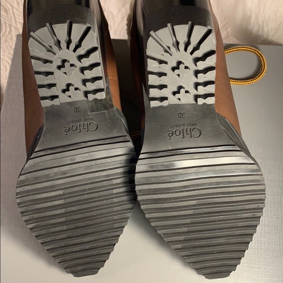 CHLOE Rylee Lace-Up Leather Ankle Boots Size 38 - Picture 9 of 13